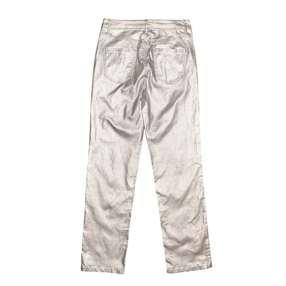 HUNTER & BROWN NEW $55 Metallic Silver Straight Leg‎ Stretch Jean Medium - Picture 2 of 3